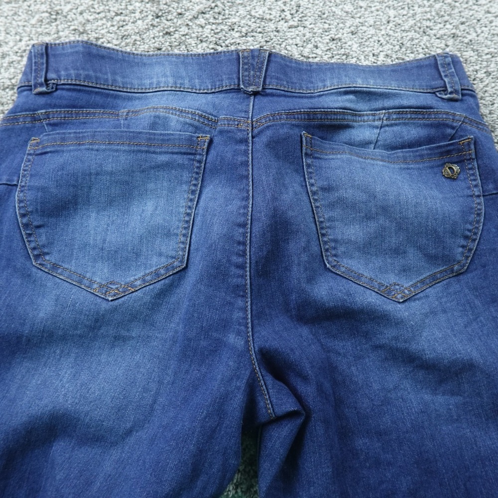 Democracy Jeans Womens 12 Dark Blue Denim Pants Ab Solution Skinny Stretch Flex - Picture 9 of 10
